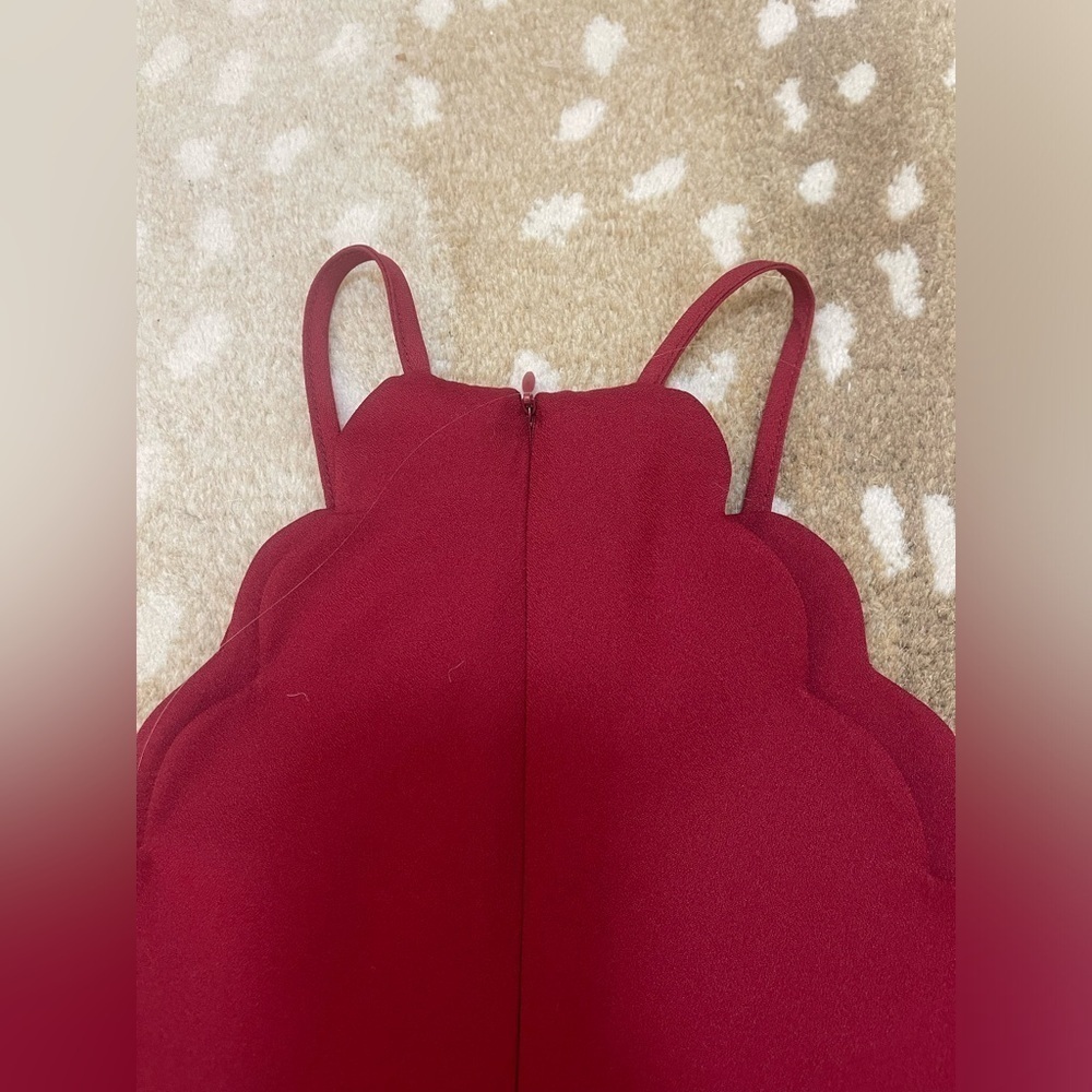 Lulus Endlessly Endearing Wine Red scallop hem Dress Women's Size Medium - Picture 6 of 11